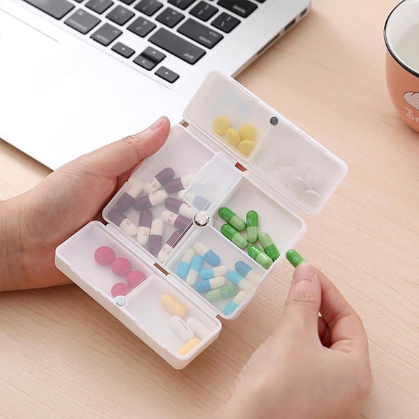 Magnetic Pill Organizer, 7 Compartments Portable Pill Case Travel Pill Organizer, Folding Design Pill Box for Purse Pocket to Hold Vitamins, Cod Liver Oil, Supplements, Medicine Box (1 Pc)