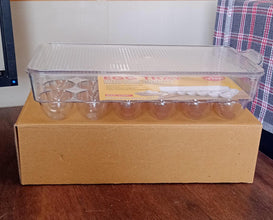 Plastic 18 Cavity Egg Storage Box Or Egg Trays For Refrigerator With Lid & Handles High Quality, Rectangular Egg Tray Box For 18 Egg (1 Pc)