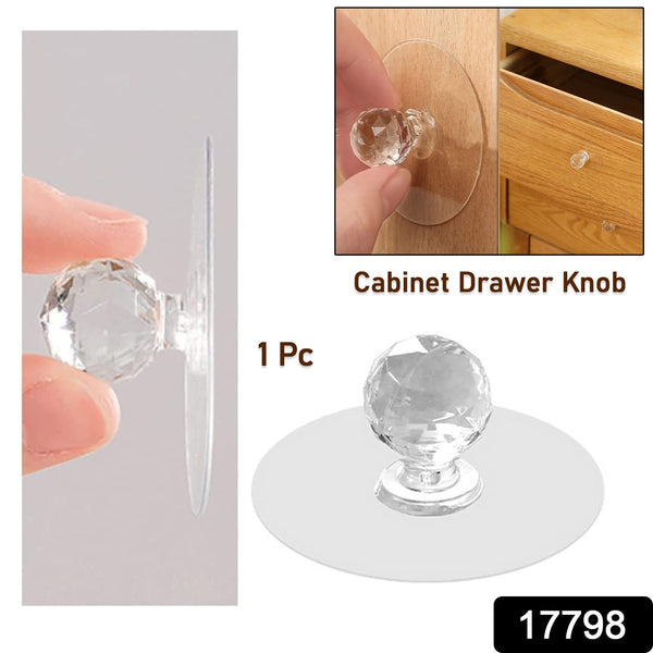 Clear Cabinet Drawer Knobs / Hook, Diamond Crystal Shaped Pulls Handles for Wardrobe, Cupboard, Bathroom Dresser, Furniture Door Window (1 Pc)