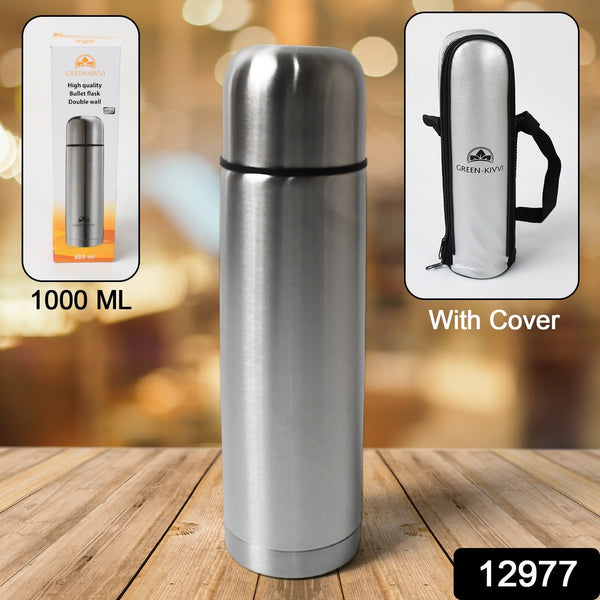 Vacuum Stainless Steel Double Wall Water Bottle, Fridge Water Bottle, Stainless Steel Water Bottle Leak Proof, Rust Proof, Cold & Hot Thermos steel Bottle| Leak Proof | Office Bottle | Gym | Home | Kitchen | Hiking | Trekking | Travel Bottle (1000 ML)