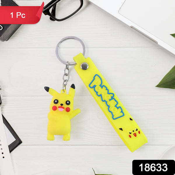Cute Cartoon Silicone 3d Key Chain With Metal Hook  Strap (Pack Of 1)